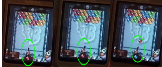 Fig. 4. A 2D puzzle game. Players move the device left and right to aim, and shake the device  to launch a bubble