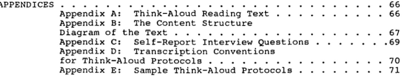 Diagram of  the T e x t ...................................... 67 Appendix  C:  Self-Report  Interview Q u e s t i o n s .............69 Appendix  D:  Transcription  Conventions