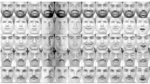 Figure 2.15: Illumination compensated sample images for randomly selected sub- sub-jects from Yale face database.