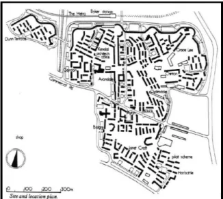 Figure 2.2: Site Plan of Ralph Erskine’s Byker Wall redevelopment project. (Source: 