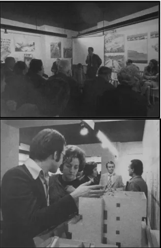 Figure  2.13:  Top:  Giancarlo  De  Carlo  in  a  meeting  with  future  residents;  Bottom: 