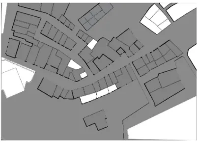Figure 19. Scheme showing interpenetration of the street and interiors (2005) (Drawn  by Burcu Bilgenoğlu)