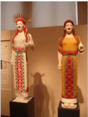 Figure 21: Possible reconstructions of the Peplos Kore, Gods in Color Exhibition  