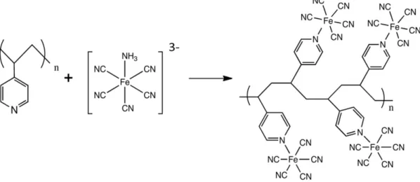 Figure 2.1. Schematic representation of the P4VP coordinated pentacyanoferrate  complexes