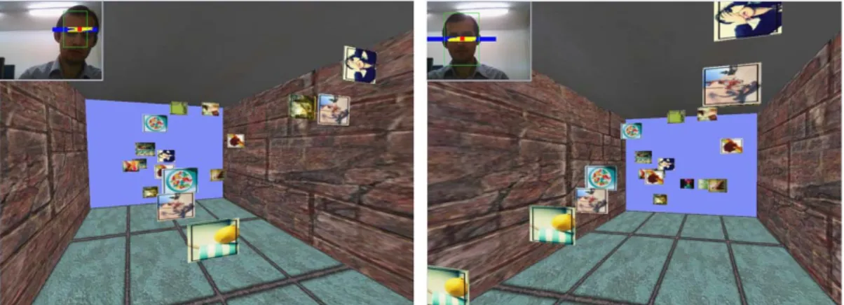 Fig. 17 Snapshots from the camera application. (Left: the user looks at the virtual scene from left