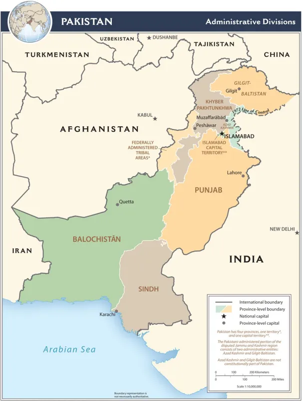 Figure 1. Map showing administrative divisions of Pakistan. 