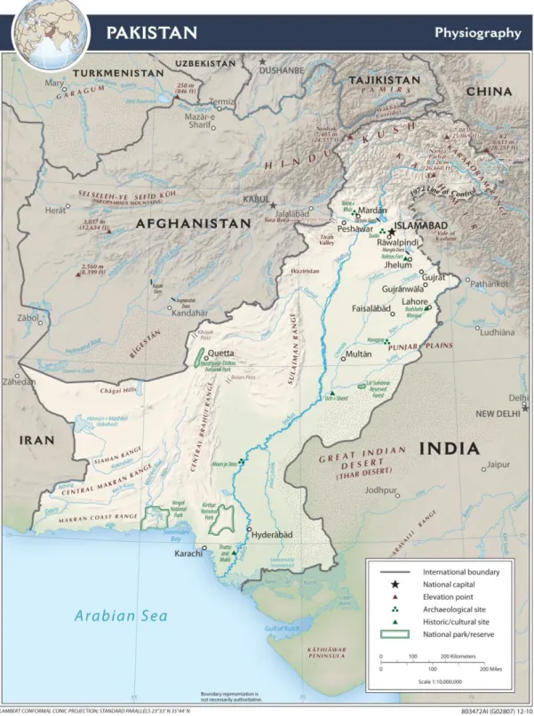 Figure 2. Map showing geographic features of Pakistan. 