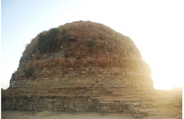 Figure 12. Parts of the Mankiala stupa’s structure has been destroyed as a result of  looting