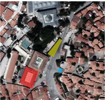 Figure 9. Location of the museums (Yellow part represents t of the Erimtan  Archaeology and Arts Museum, red part represents the Rahmi M