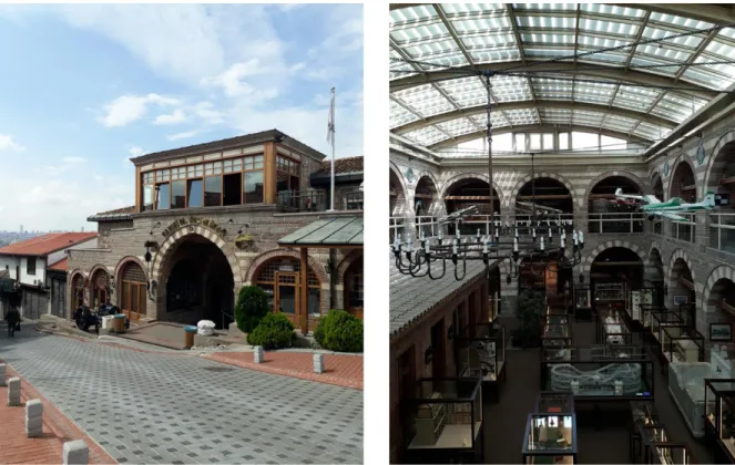 Figure 11. Views from outside and inner courtyard of Rahmi M. Koç Museum  (Photos taken by the author, 2019) 