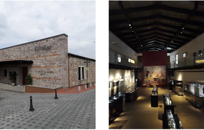 Figure 13. Views from outside and interior of Erimtan Archaeology and Arts  Museum (Photos taken by author, 2019) 
