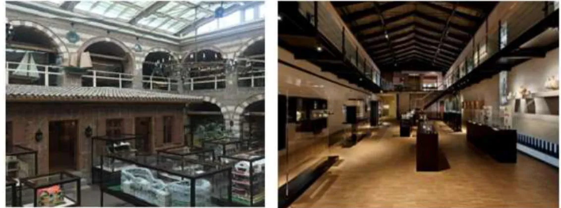 Figure 7 – Interior of the Çengelhan Rahmi Koç Museum (left) and Erimtan Archaeology and  Arts Museum (right)
