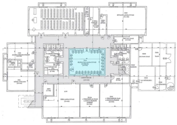 Figure 12: Computer laboratory location in the basement floor plan (not to scale; 