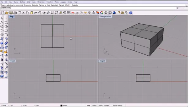 Figure 1: Rhino interface as an example of a traditional geometry-based 3D  modeling environment  