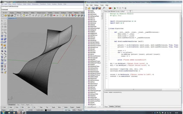Figure 3: A screenshot from Rhinoscript as an example of textual scripting  PDEs  