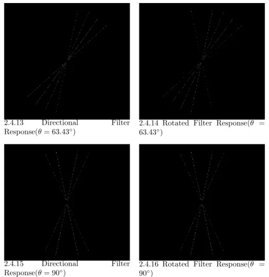 Figure 2.4: Largest %2 Responses of directional and rotated filters on fireworks pattern, for θ = 0 ◦ , ±26.56 ◦ , ±45 ◦ , ±63.43 ◦ , 90 ◦