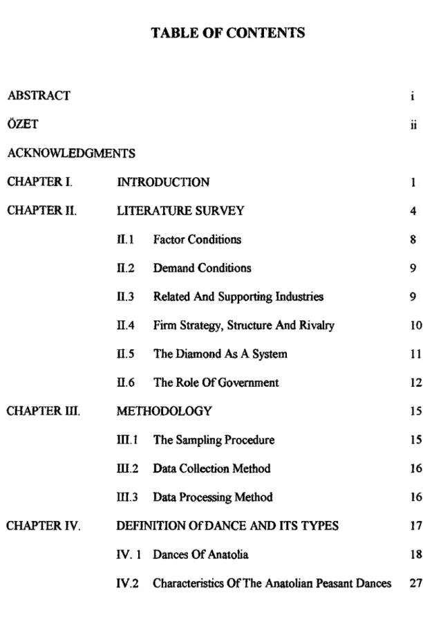 TABLE O F CONTENTS ABSTRACT ÖZET ACKNOWLEDGMENTS 11 CHAPTER I. INTRODUCTION 1