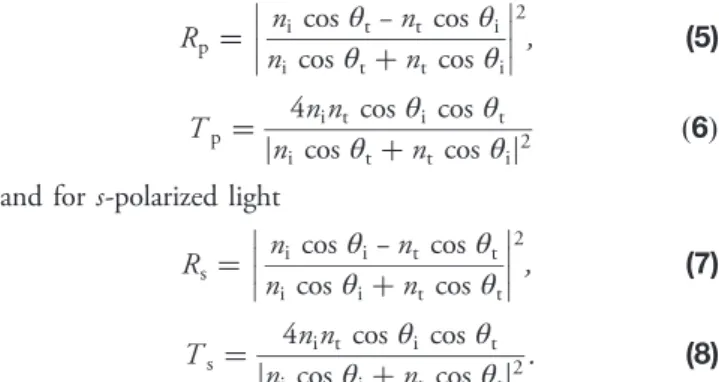 Fig. 2. (a) Scattering of a ray impinging on a sphere. The incident ray r i impinges on a glass spherical particle (n p  1.50) immersed in water (n m  1.33)