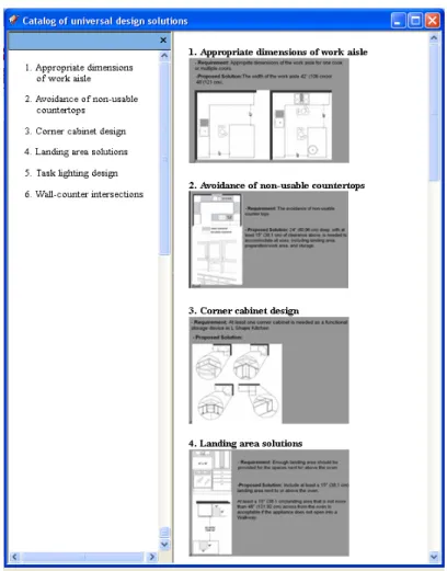 Figure 3.6. An exemplary ‘Catalog of Universal Kitchen Design Solutions’ interface. 
