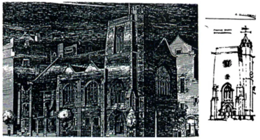 Fig 9a Queens Cross Church  Fig 9b Somersetshire Church, Sketch by Mackintosh (Howarth,  1977)