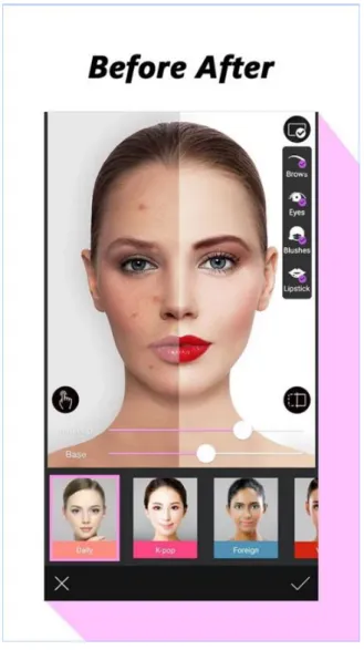 Figure 3: Before and after image by You Makeup - Makeover Editor 