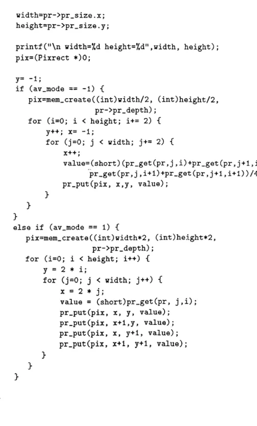 Figure  3.20:  C  partial  code  for  the  average  algorithm