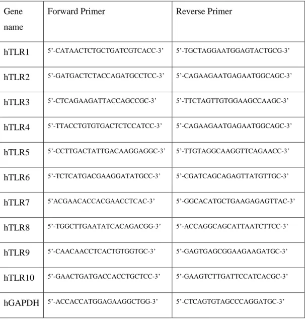 Table 2.1 .: Primers pairs involved in this study are enlisted as depicted below. 