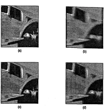 Figure  2:  Original image  (a).  Blurred  image (b).  Re-  stored  by  repeated  filtering  (c)