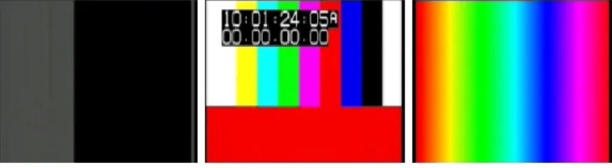 Figure 7: Unwanted frames: a) grey/black frame; b) sharp color bars; b) diffuse color bars.