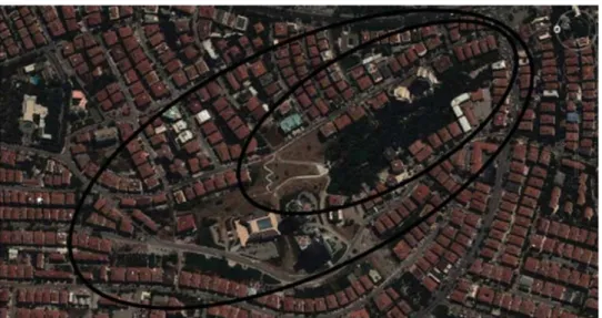 Figure 5: Portakal Çiçeği Valley. The second year students were responsible for designing the green area within the smaller ellipse and the third year students tackled with the whole Valley.