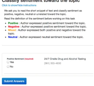 Figure 2.3: Task asking people to distinguish sentiment in a text snippet
