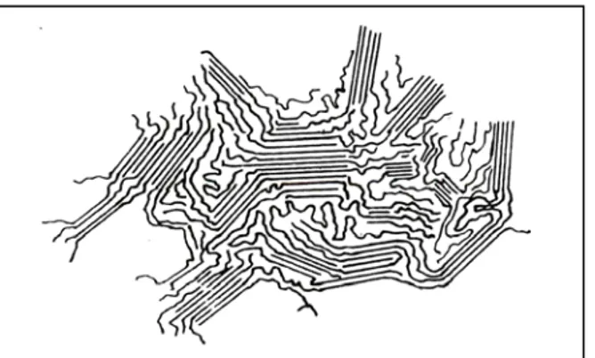 Figure 2.13 : Fringed micelle model of the crystalline-amorphous structure of polymers 36