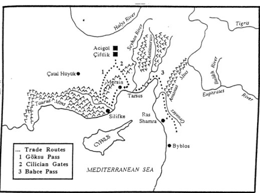 Fig.  4.  The passes through the Taurus Mountains  (Steadm an  1996:  134)