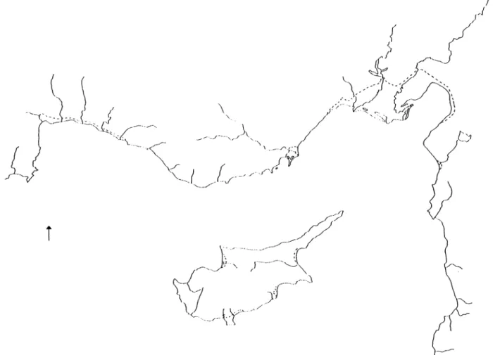 Fig.  10.  Possible coastal palaeogeography o f the Eastern Mediterranean  in the second millenium B.C.