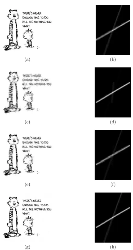 Figure 6.8: Image recovery by our model using a large dictionary. Top to bottom: