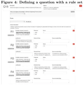 Figure 4: Defining a question with a rule set.