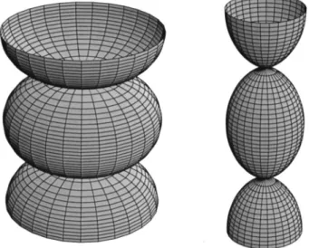 FIG. 1. Weingarten surfaces of the form 共94兲 with ␭⫽0.