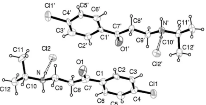 Figure 2. An ORTEP drawing of 1g. The displacement ellipsoids are drawn at the 40% probability level.