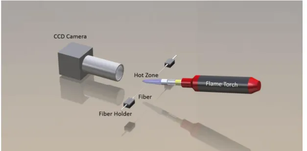 Figure 3.1: Schematic representation of the basic components forming the fiber tapering setup