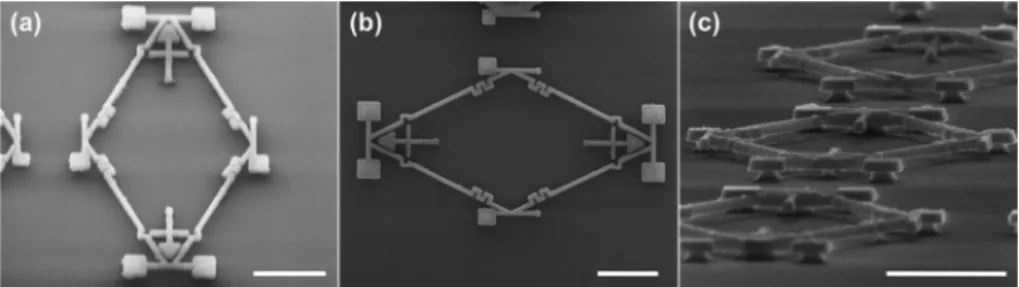Fig. 5. SEM images of the fabricated proof-of-principle device from different perspectives