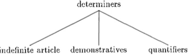 Figure  3.14:  Subccitegories  of  determiners.