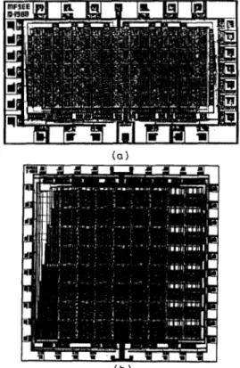 Table 1: The main features of the chips,  The testing of  the chips are easily accomplished by  the  functional  test  techniques  [20] since the  operations of  the  cells can be selectively probed  by  using proper  test  vectors