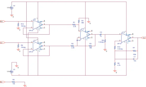 Figure 2.5: The ECG Ampliﬁer Circuit