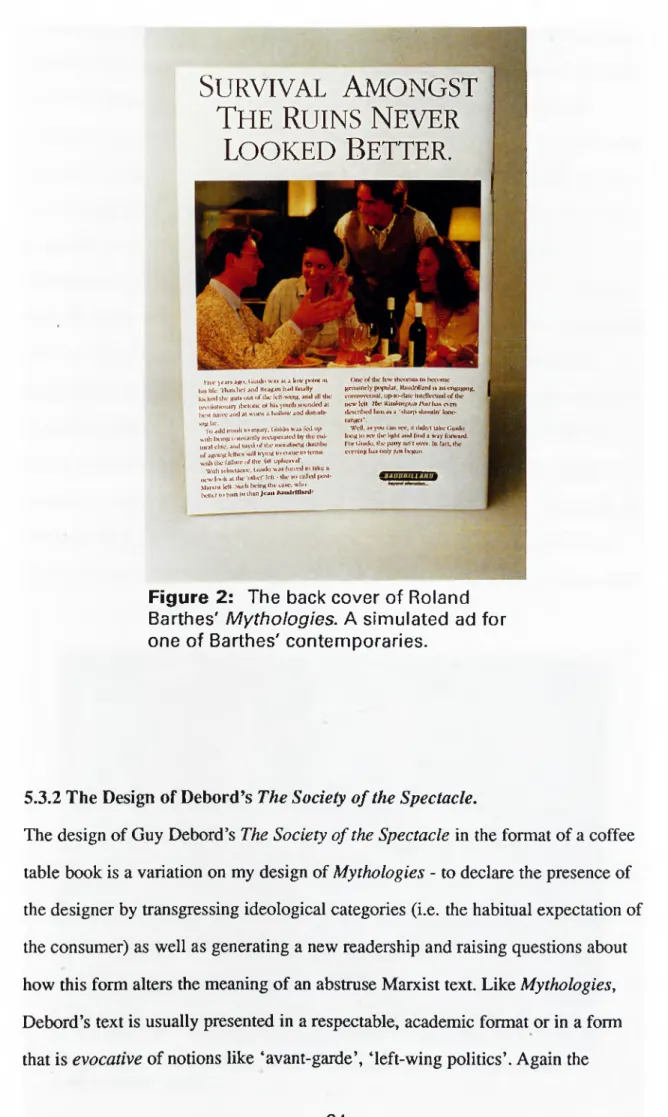 Figure  2:  The  back cover of Roland  Barthes'  M y th o lo g ie s .  A  simulated  ad for  one of Barthes' contemporaries.