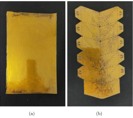 Figure 2.12: (a) 3 Layers of Kapton ® , produced as 1 layer of Kapton ® (K), 1 layer of Adhesive film (A), 1K, 1A, 1K on hot plate at 195 °C for 30 mins
