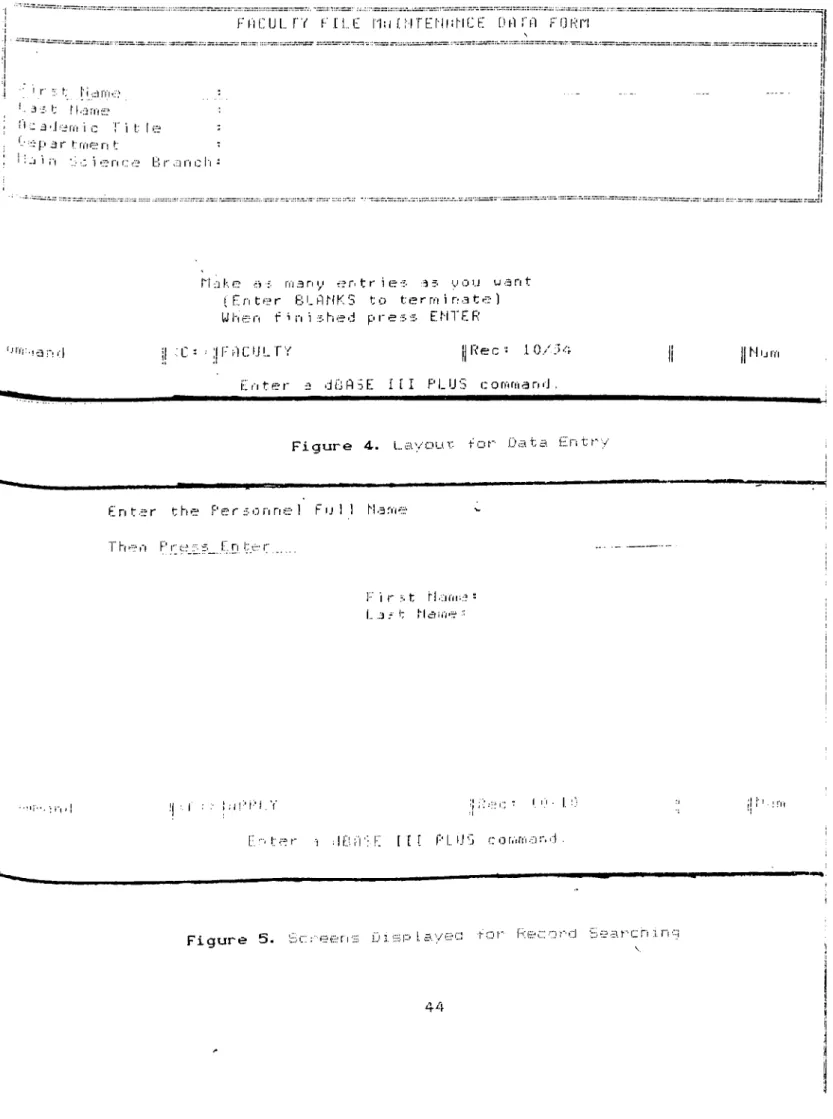 Figure 5.  Screens  Displayed  tor  Record  Searcnirv