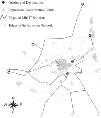 Fig. 2. The solution of MRHT on the Ravenna network.