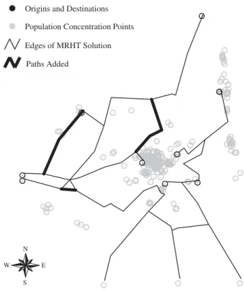 Fig. 3. The solutions generated after adding three paths to MRHT.