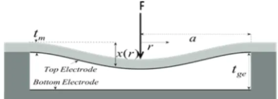 Fig. 1.  Cross sectional view of circular airborne CMUT.  
