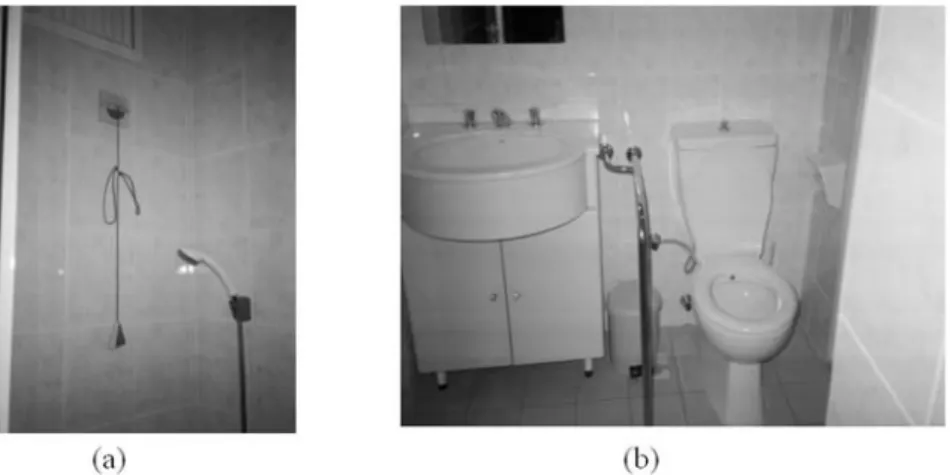 Figure 23.3. A bathroom example of (a) an emergency device and (b) a grab bar (by the  author) 